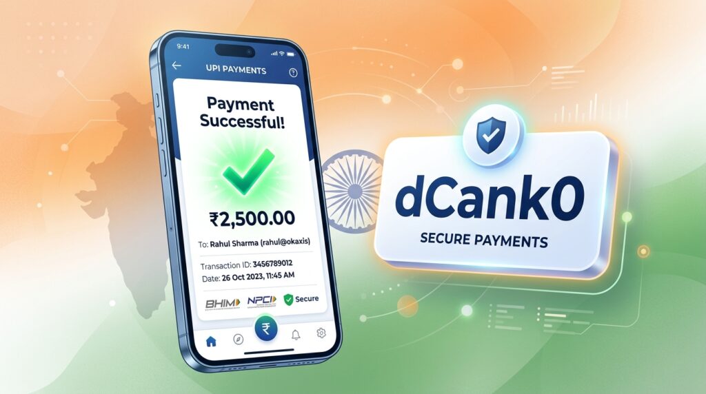 BHIM app referral code dCank0 displayed on a smartphone screen for easy UPI registration and rewards